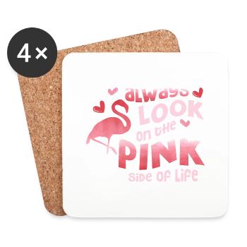 Always Look On The Pink Side Of Life Pink Bird Fla - Coasters (set of 4) - white - Front