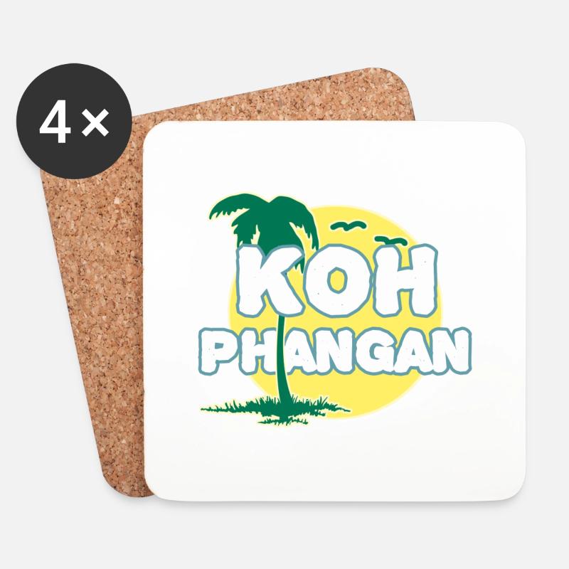 Full Moon Palm Tree K8h Phangan - Coasters (set of 4) - white