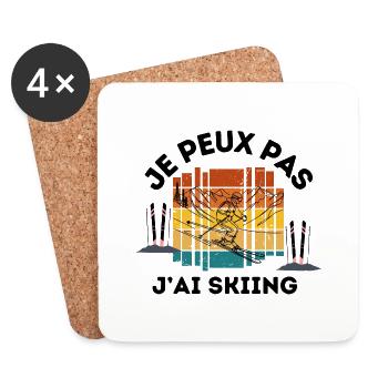 je peux pas j'ai Skiing - Dessous de verre (lot de 4) - blanc - Devant
