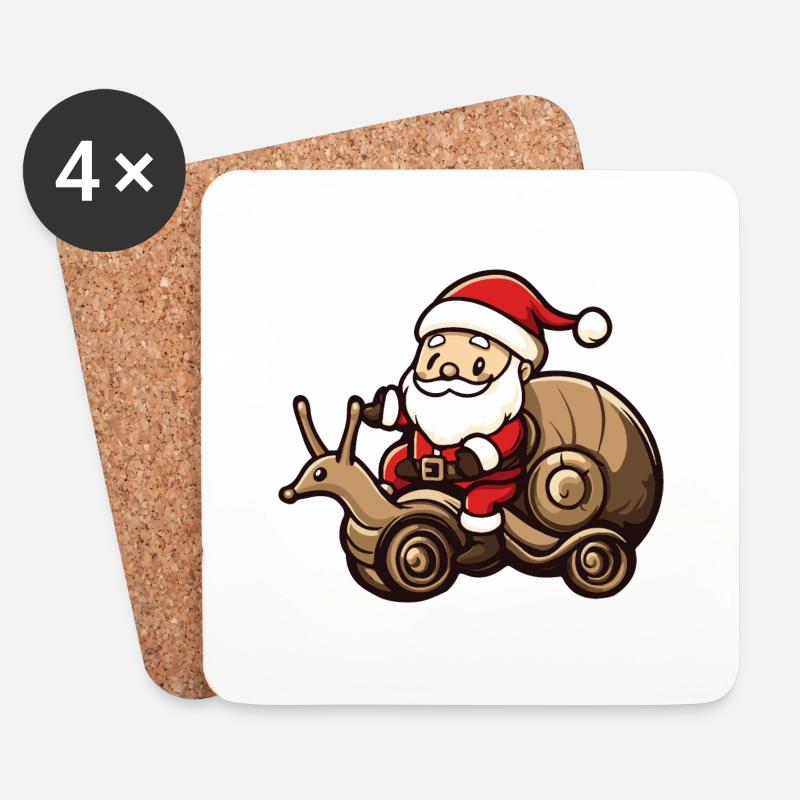 Schnecke Weihnachtsmann Cartoon - Untersetzer (4er-Set) - Weiß