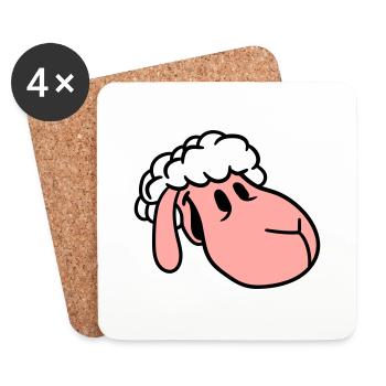 Sheep Face Head Cute Cute Lamb Cool Comic - Coasters (set of 4) - white - Front