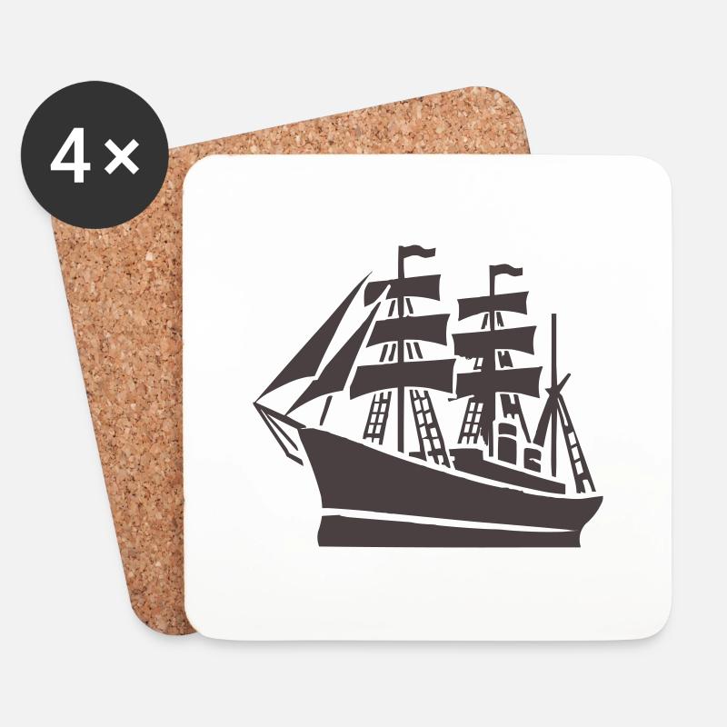 Schiff Schifffahrt - Untersetzer (4er-Set) - Weiß