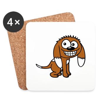 Dog looks funny grin happy smile fun - Coasters (set of 4) - white - Front