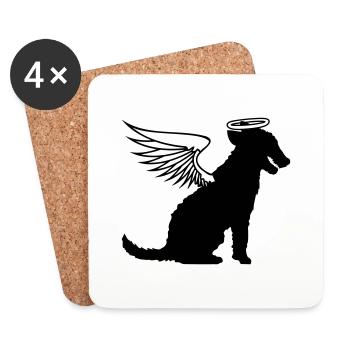 Hund Engel Heiligenschein Flügel Himmel Engelchen - Untersetzer (4er-Set) - Weiß - Vorne