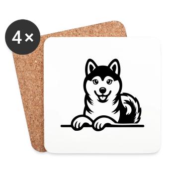 Shiba Inu - Untersetzer (4er-Set) - Weiß - Vorne
