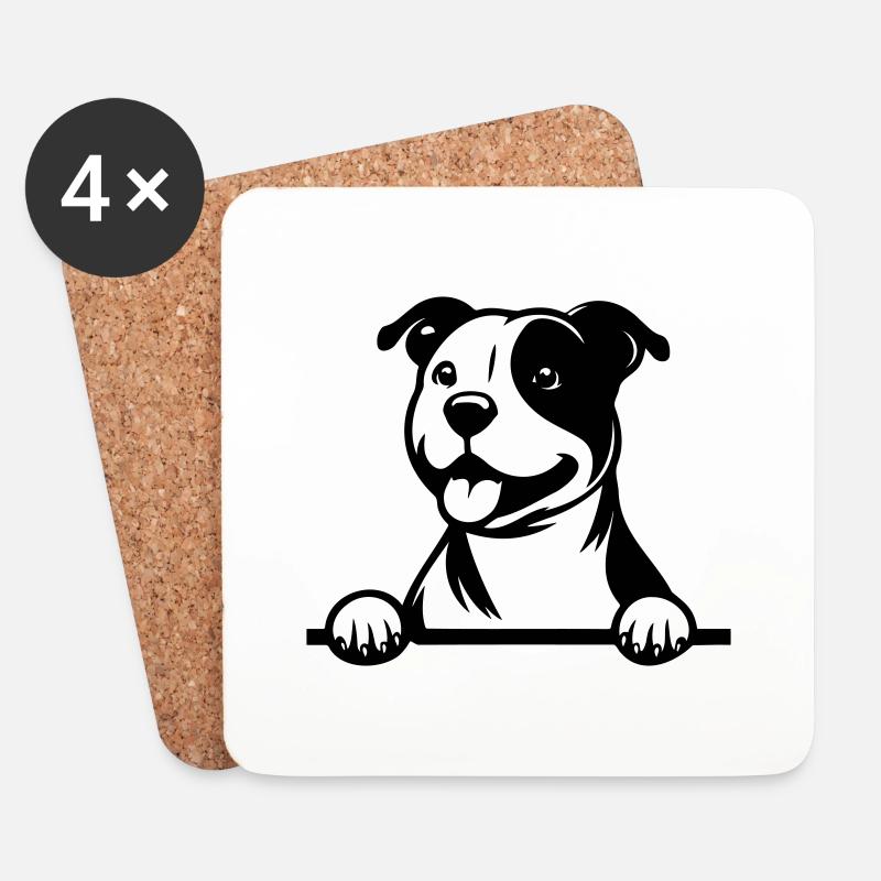 Staffordshire Bull Terrier - Untersetzer (4er-Set) - Weiß