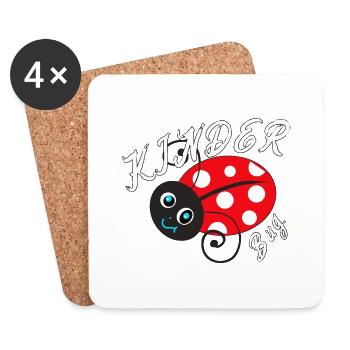 Kids Bug Funny Cute Ladybug Nursery - Coasters (set of 4) - white - Front