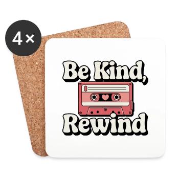 Be Kind, Rewind Cassette Tape - Coasters (set of 4) - white - Front