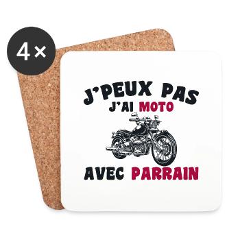 J'peux pas j'ai moto avec parrain - Dessous de verre (lot de 4) - blanc - Devant