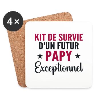 Kit De Survie Futur Papy Cadeau personnalisé - Dessous de verre (lot de 4) - blanc - Devant