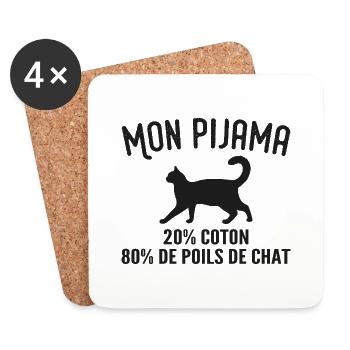 Humorous Cat Hair Pajamas - Coasters (set of 4) - white - Front