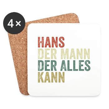 Hans the man who can do everything First name Hans - Coasters (set of 4) - white - Front