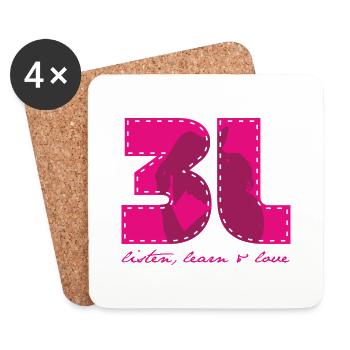 3L listen learn love pink - Untersetzer (4er-Set) - Weiß - Vorne