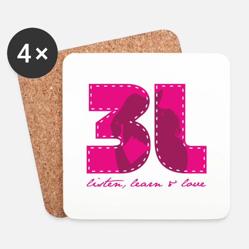3L listen learn love pink - Untersetzer (4er-Set) - Weiß