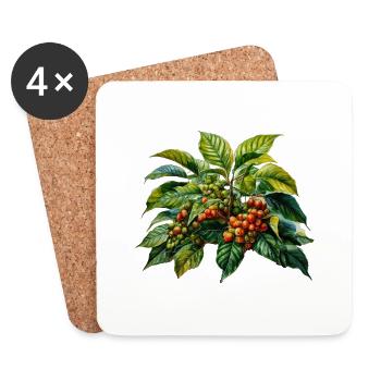 Caféier Barista Boire du café - Dessous de verre (lot de 4) - blanc - Devant