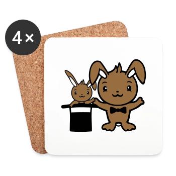 Hase Zauberer Zylinder Hut Kind 2 Baby zaubern süß - Untersetzer (4er-Set) - Weiß - Vorne