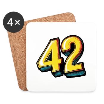 42 Zahl Bunt - Untersetzer (4er-Set) - Weiß - Vorne