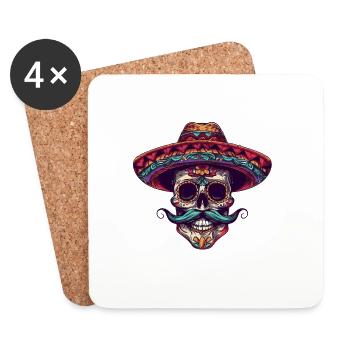 Mexican Skeleton Sombrero - Coasters (set of 4) - white - Front