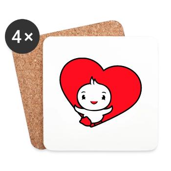 Bird Heart Symbol Love Runs Runs Happy Cute - Coasters (set of 4) - white - Front