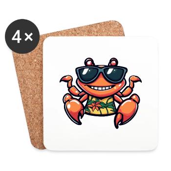 Crab Crab Funny Summer - Coasters (set of 4) - white - Front