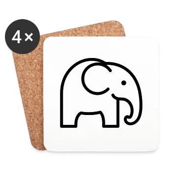 Elefant - Untersetzer (4er-Set) - Weiß - Vorne