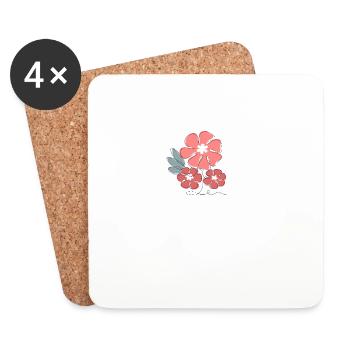 Letter n Minimalist Flowers - Coasters (set of 4) - white - Front