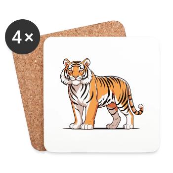 Tiger - Animal Design - Untersetzer (4er-Set) - Weiß - Vorne