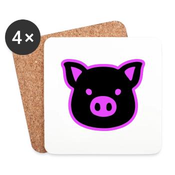 Pig Head Sow - Coasters (set of 4) - white - Front
