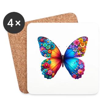 Bunter Schmetterling, von der Natur inspirierte Sommerstimmungen - Untersetzer (4er-Set) - Weiß - Vorne