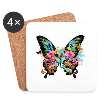 schmetterling,bunt,blumen,graffiti - Untersetzer (4er-Set) - Weiß - Vorne