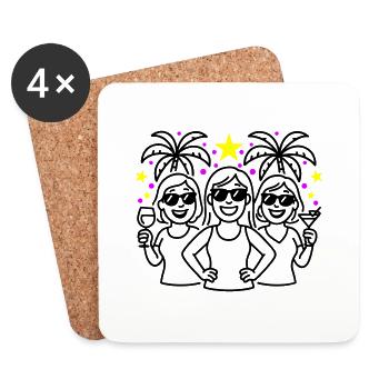 Filles Vacances Fête Palmiers - Dessous de verre (lot de 4) - blanc - Devant