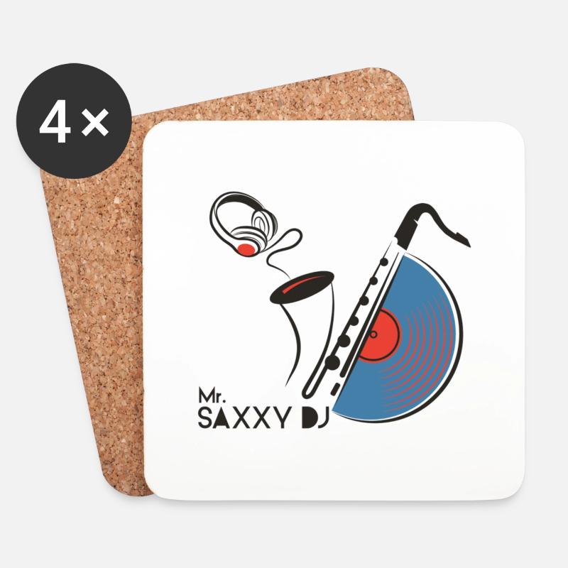 Mr. Saxxy DJ - Untersetzer (4er-Set) - Weiß