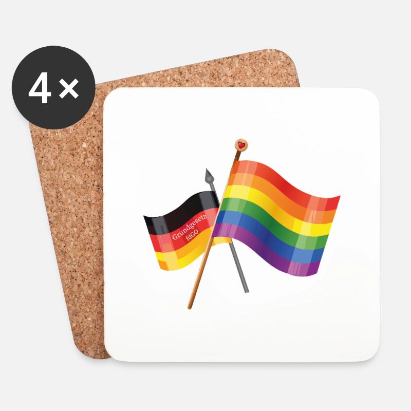 Regenbogen Deutschland Flagge - Untersetzer (4er-Set) - Weiß