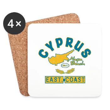 Cyprus - Cyprus Travel - Flags Map - Greece - Coasters (set of 4) - white - Front