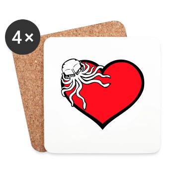 Ich liebe Oktopus Herz I Love Herz Symbol Logo süß - Untersetzer (4er-Set) - Weiß - Vorne