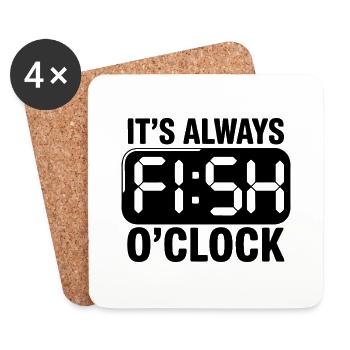 C’est toujours poisson o’clock canne à pêche pêcheur drôle - Dessous de verre (lot de 4) - blanc - Devant