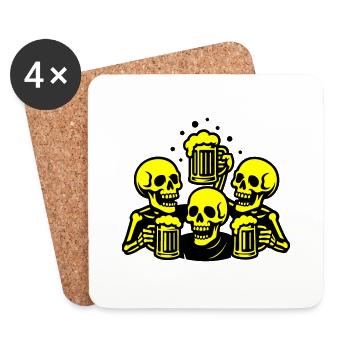 Skelett Bier Team Lustig - Untersetzer (4er-Set) - Weiß - Vorne