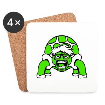 Turtle Nerd Lunettes à monture en corne Geek Smart Laughs Cool - Dessous de verre (lot de 4) - blanc - Devant
