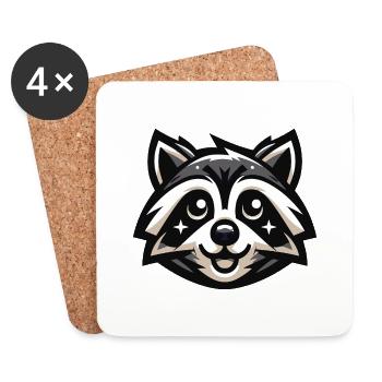 Raccoon Stareyes - Coasters (set of 4) - white - Front
