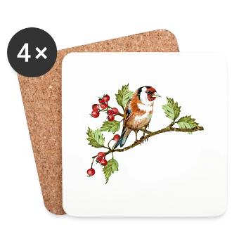 Bunter Vogel - Untersetzer (4er-Set) - Weiß - Vorne