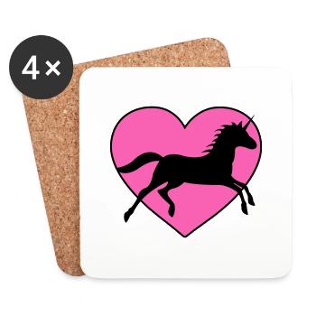 L’amour de la licorne - Dessous de verre (lot de 4) - blanc - Devant
