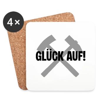 Glueck auf Erzgebirge Bergbau - Untersetzer (4er-Set) - Weiß - Vorne