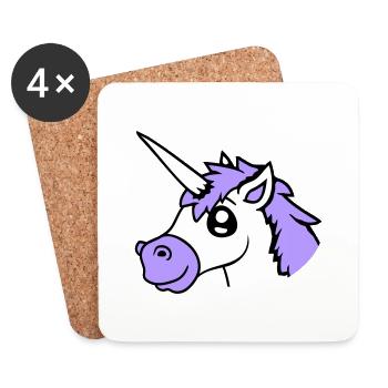 licorne sourit assez sympathique cheval de dessin animé - Dessous de verre (lot de 4) - blanc - Devant