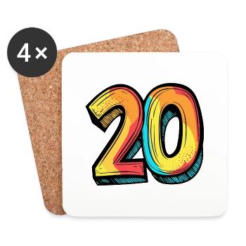 20 Number Comic - Coasters (set of 4) - white - Front