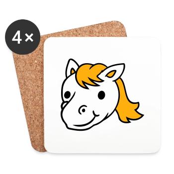Pferd Süß Pony Fohlen Lange Haare Niedlich Comic - Untersetzer (4er-Set) - Weiß - Vorne