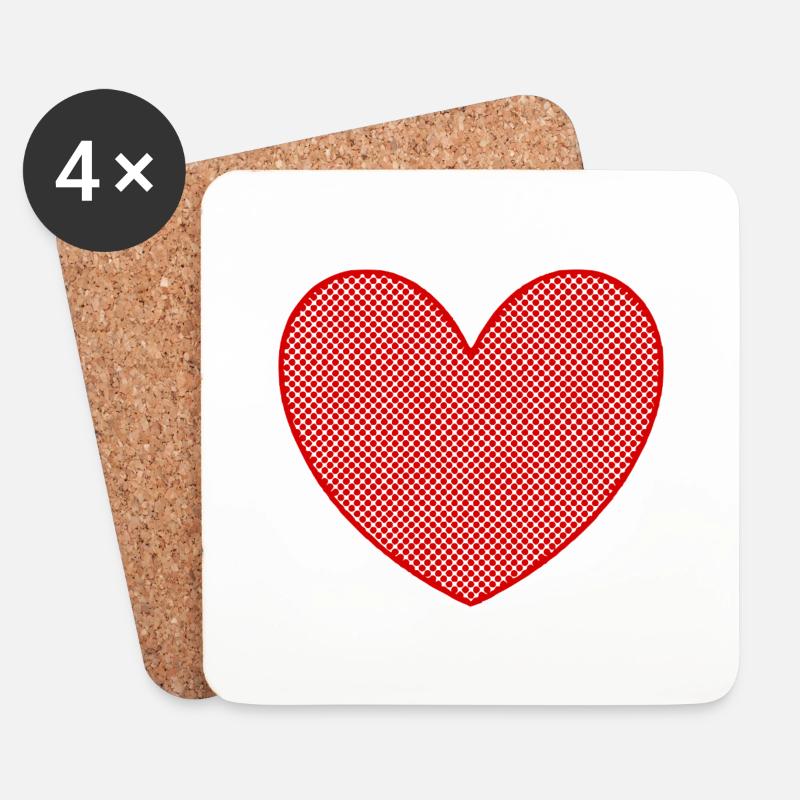 rotes Herz rot Geschenk Valentinstag - Untersetzer (4er-Set) - Weiß