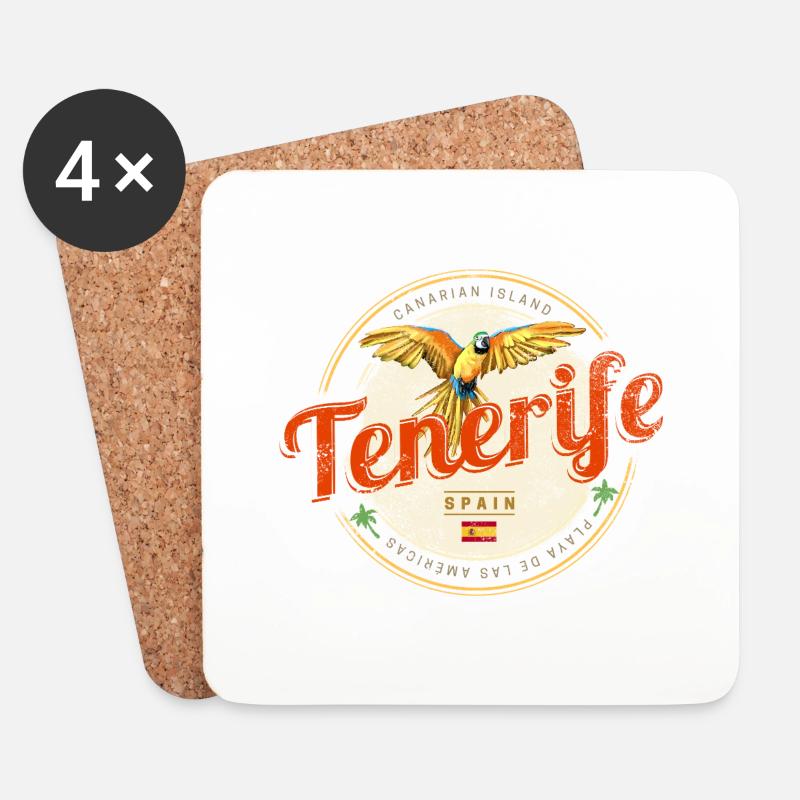 Teneriffa Kanarische Inseln Spanien Souvenir - Untersetzer (4er-Set) - Weiß