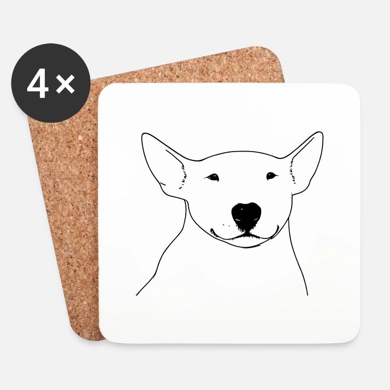 Bull Terrier, Bully Silhouette Stylized - Coasters (set of 4) - white