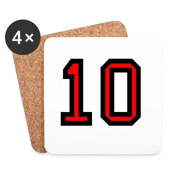 10. 10 YEARS. 10th ANNIVERSARY. 10 YEAR ANNIVERSARY. - Coasters (set of 4) - white - Front