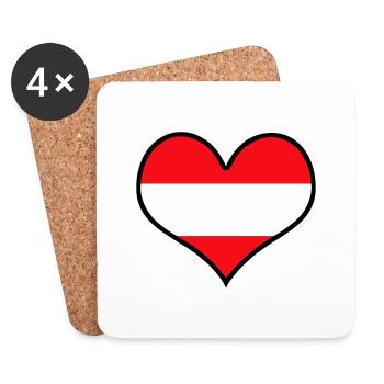 herz österreich austria - Untersetzer (4er-Set) - Weiß - Vorne